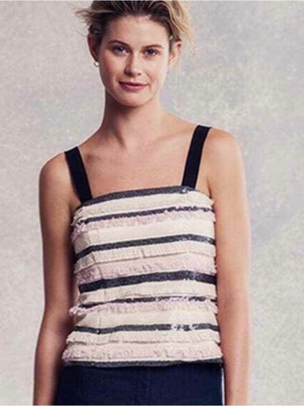 W by Worth Blush and Black Sequined Tank Top